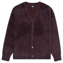 Stussy Shaggy Cardigan - Eggplant