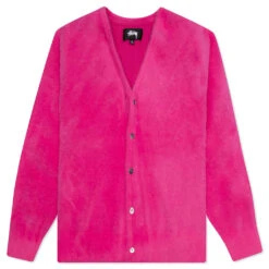 Stussy Shaggy Cardigan - Fuchsia