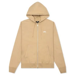 Stussy Stock Logo Zip Hoodie - Beige