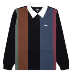 Stussy Vert Stripe L/S Rugby - Black