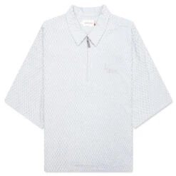 Textured Knit Quarter Zip - Grey