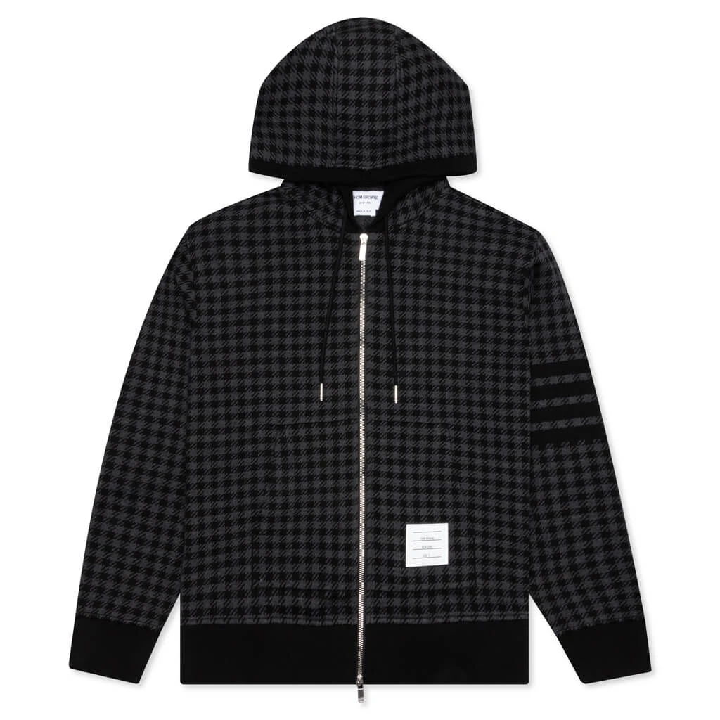 Cotton Gunclub Check Jacquard 4-Bar Zip Hoodie - Black 3 Cotton Gunclub Check Jacquard 4-Bar Zip Hoodie - Black