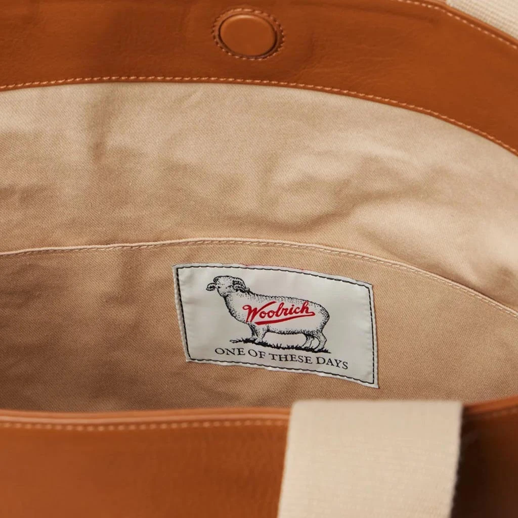 One Of These Days X Woolrich Tote - Brown Leather 4 One Of These Days X Woolrich Tote - Brown Leather - Image 2