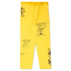 Printed Canvas Carpenter Pant - Yellow