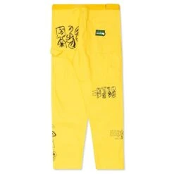 Printed Canvas Carpenter Pant - Yellow -Feature Clothing brain dead printed canvas carpenter pant yellow 4