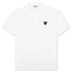 Comme Des Garçons Play Black Emblem Polo Shirt - White