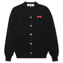 Comme Des Garçons Play Double Heart Cardigan - Black