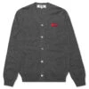 Comme Des Garçons Play Double Heart Cardigan - Grey -Feature Clothing comme des garcons play double heart cardigan grey