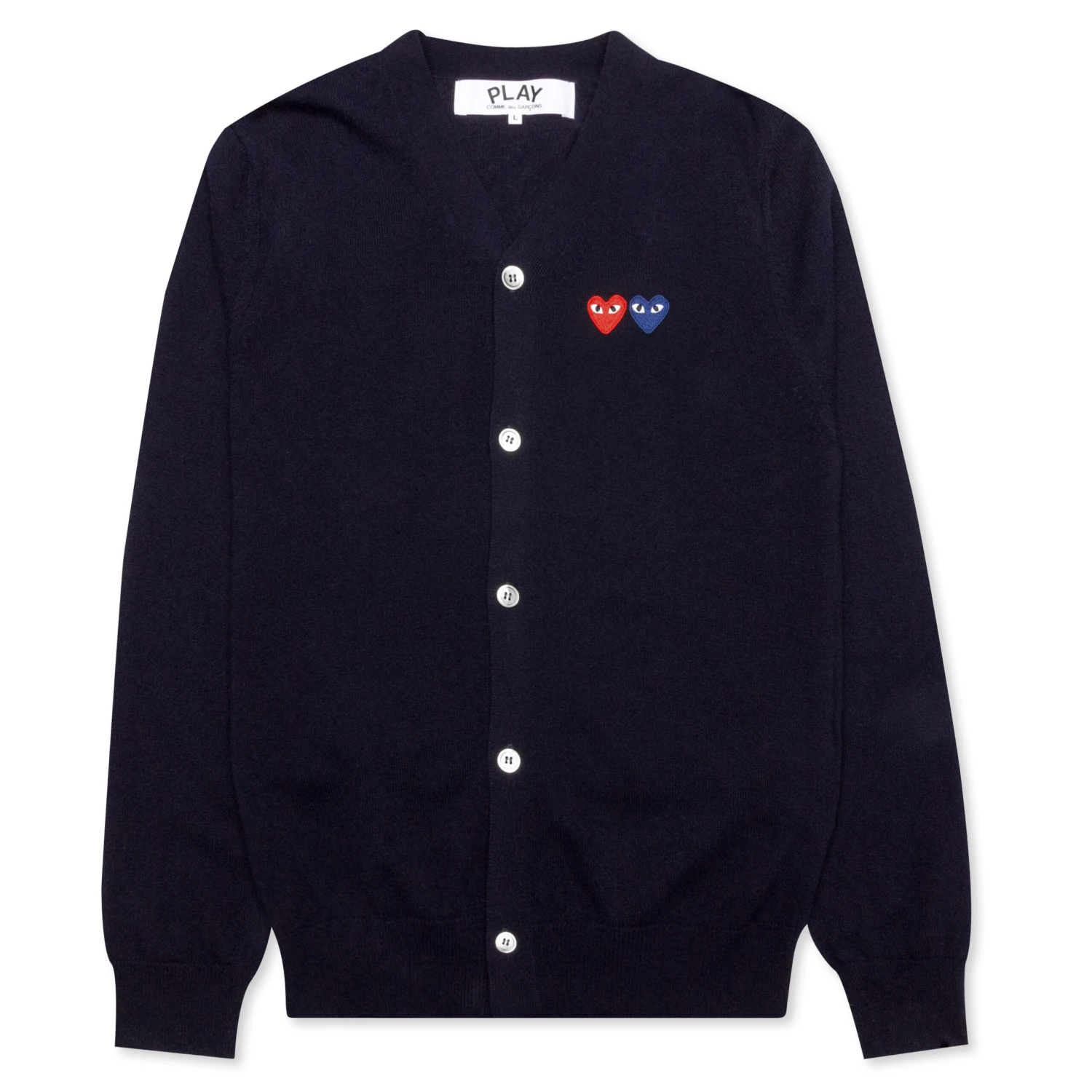 Comme Des Garçons Play Double Heart Cardigan - Navy 3 Comme Des Garçons Play Double Heart Cardigan - Navy