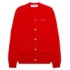 Comme Des Garçons Play Double Heart Cardigan - Red 1 Comme Des Garçons Play Double Heart Cardigan - Red -Feature Clothing comme des garcons play double heart cardigan red