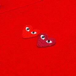 Comme Des Garçons Play Double Heart Cardigan - Red -Feature Clothing comme des garcons play double heart cardigan red 3