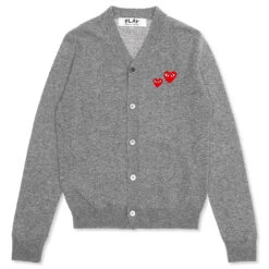 Comme Des Garçons Play Duo Heart Cardigan - Grey