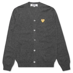 Comme Des Garçons Play Gold Heart Cardigan - Grey