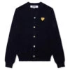 Comme Des Garçons Play Gold Heart Cardigan - Navy -Feature Clothing comme des garcons play gold heart cardigan navy