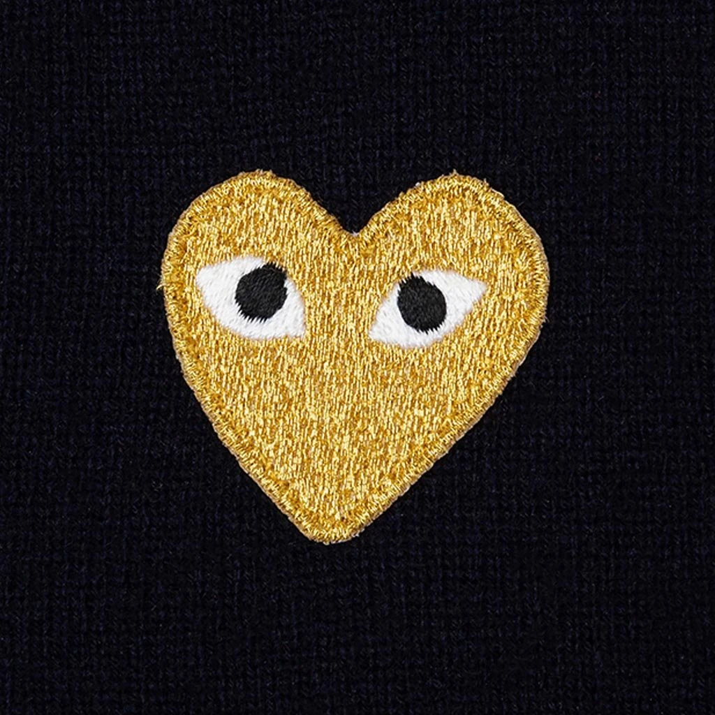 Comme Des Garçons Play Gold Heart Cardigan - Navy 6 Comme Des Garçons Play Gold Heart Cardigan - Navy - Image 4