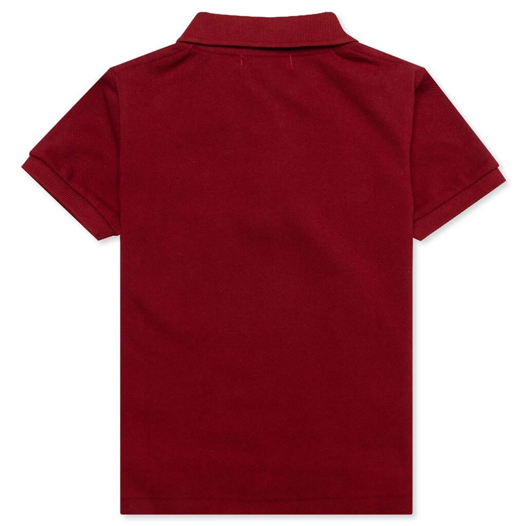 Comme Des Garçons Play Kid's Polo Shirt - Burgundy 4 Comme Des Garçons Play Kid's Polo Shirt - Burgundy - Image 2
