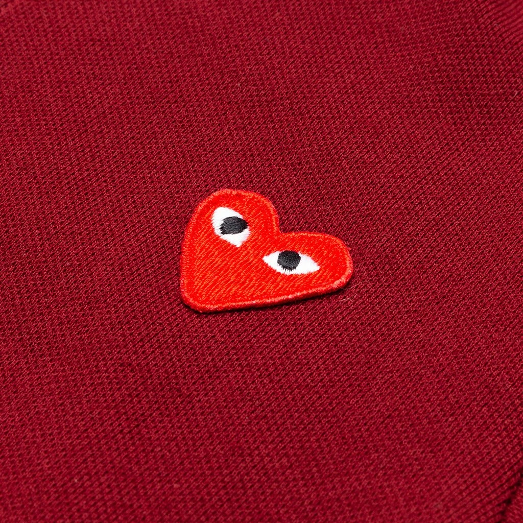 Comme Des Garçons Play Kid's Polo Shirt - Burgundy 6 Comme Des Garçons Play Kid's Polo Shirt - Burgundy - Image 4