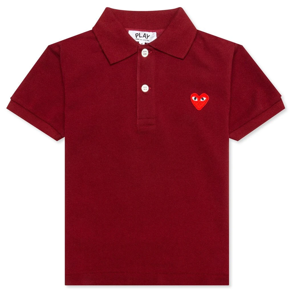Comme Des Garçons Play Kid's Polo Shirt - Burgundy 3 Comme Des Garçons Play Kid's Polo Shirt - Burgundy
