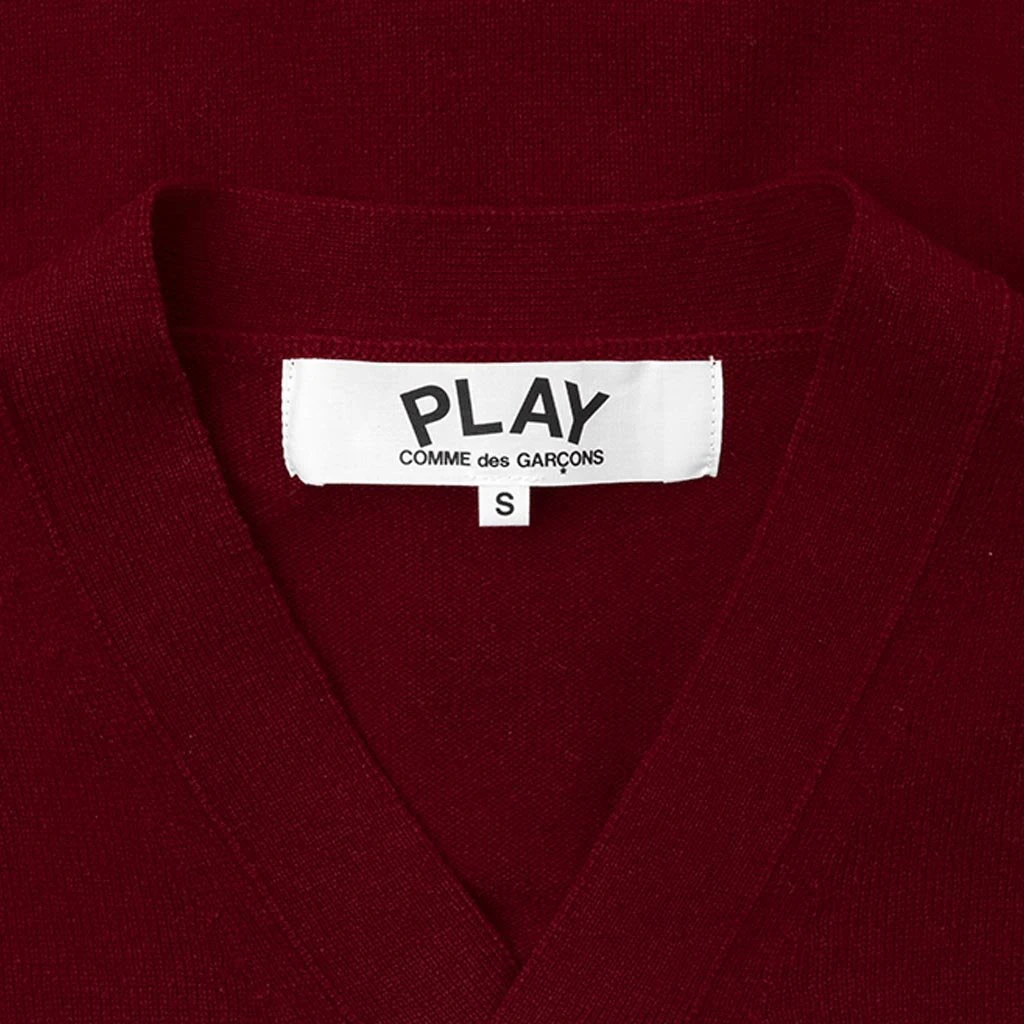Comme Des Garçons Play Knit Cardigan Red Heart - Burgundy 5 Comme Des Garçons Play Knit Cardigan Red Heart - Burgundy - Image 3