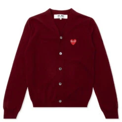 Comme Des Garçons Play Knit Cardigan Red Heart - Burgundy