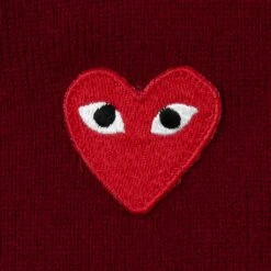 Comme Des Garçons Play Knit Cardigan Red Heart - Burgundy 10 Comme Des Garçons Play Knit Cardigan Red Heart - Burgundy -Feature Clothing comme des garcons play knit cardigan red heart burgundy 3