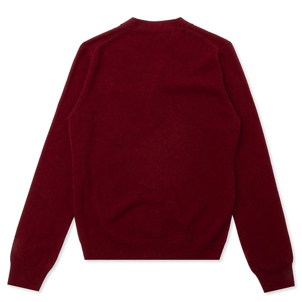 Comme Des Garçons Play Knit Cardigan Red Heart - Burgundy 4 Comme Des Garçons Play Knit Cardigan Red Heart - Burgundy - Image 2