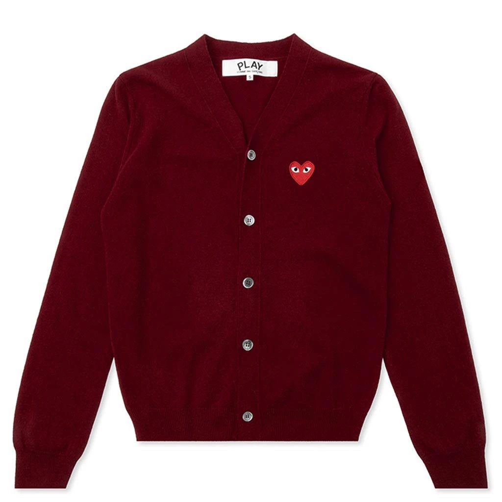 Comme Des Garçons Play Knit Cardigan Red Heart - Burgundy 3 Comme Des Garçons Play Knit Cardigan Red Heart - Burgundy