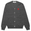 Comme Des Garçons Play Knit Cardigan Red Heart - Grey 2 Comme Des Garçons Play Knit Cardigan Red Heart - Grey -Feature Clothing comme des garcons play knit cardigan red heart grey
