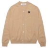 Comme Des Garçons Play Knit Cardigan - Tan 1 Comme Des Garçons Play Knit Cardigan - Tan -Feature Clothing comme des garcons play knit cardigan tan