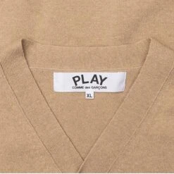 Comme Des Garçons Play Knit Cardigan - Tan 9 Comme Des Garçons Play Knit Cardigan - Tan -Feature Clothing comme des garcons play knit cardigan tan 2