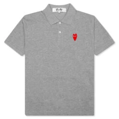 Comme Des Garçons Play Long Heart Polo - Grey