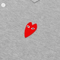Comme Des Garçons Play Long Heart Polo - Grey 8 Comme Des Garçons Play Long Heart Polo - Grey -Feature Clothing comme des garcons play long heart polo grey 3