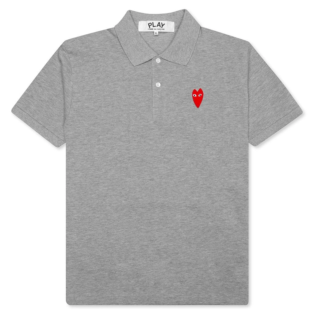 Comme Des Garçons Play Long Heart Polo - Grey 3 Comme Des Garçons Play Long Heart Polo - Grey