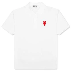 Comme Des Garçons Play Long Heart Polo - White