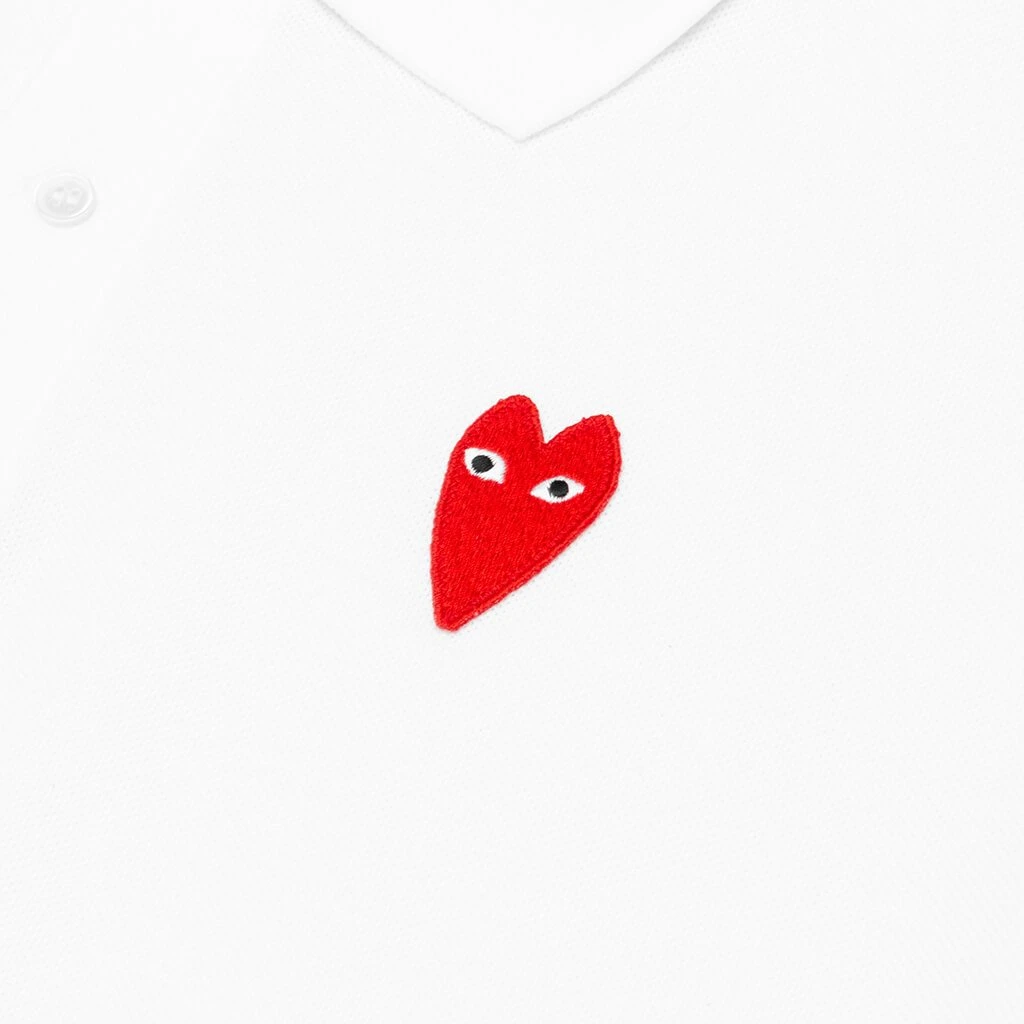 Comme Des Garçons Play Long Heart Polo - White 6 Comme Des Garçons Play Long Heart Polo - White - Image 4