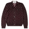 Comme Des Garçons Play Polka Dot Cardigan Black Heart - Burgundy -Feature Clothing comme des garcons play polka dot cardigan black heart burgundy