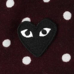Comme Des Garçons Play Polka Dot Cardigan Black Heart - Burgundy 9 Comme Des Garçons Play Polka Dot Cardigan Black Heart - Burgundy -Feature Clothing comme des garcons play polka dot cardigan black heart burgundy 3