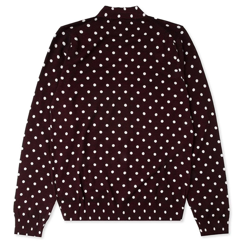 Comme Des Garçons Play Polka Dot Cardigan Black Heart - Burgundy 4 Comme Des Garçons Play Polka Dot Cardigan Black Heart - Burgundy - Image 2