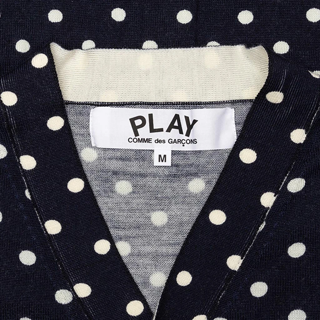 Comme Des Garçons Play Polka Dot Cardigan Black Heart - Navy 5 Comme Des Garçons Play Polka Dot Cardigan Black Heart - Navy - Image 3