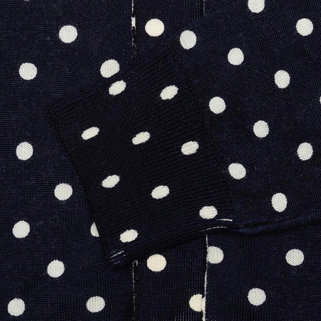 Comme Des Garçons Play Polka Dot Cardigan Black Heart - Navy 7 Comme Des Garçons Play Polka Dot Cardigan Black Heart - Navy - Image 5