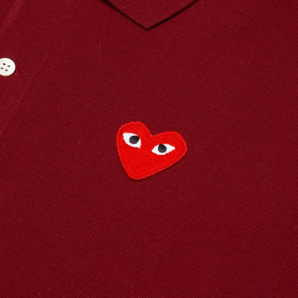 Comme Des Garçons Play Polo Shirt - Burgundy 5 Comme Des Garçons Play Polo Shirt - Burgundy - Image 3