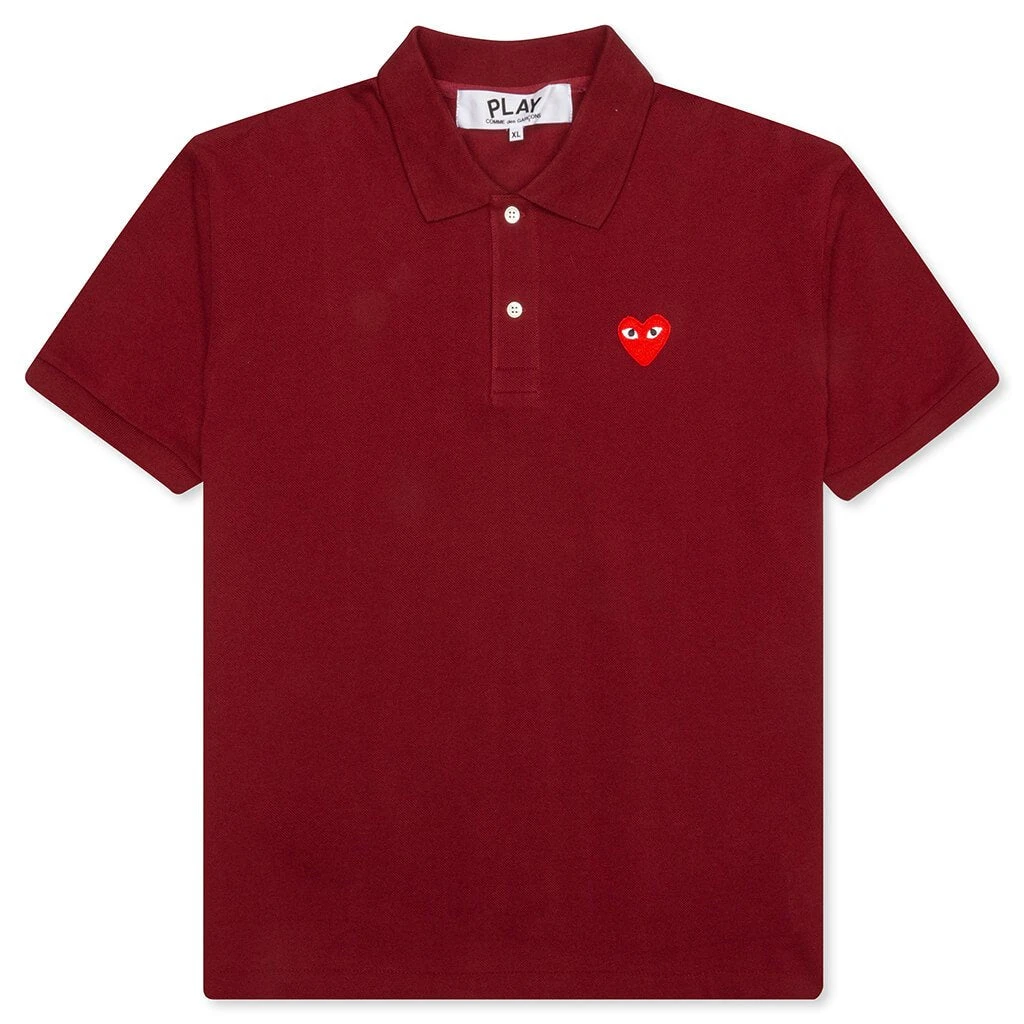 Comme Des Garçons Play Polo Shirt - Burgundy 3 Comme Des Garçons Play Polo Shirt - Burgundy