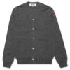 Comme Des Garçons Play Small Heart Cardigan - Grey 2 Comme Des Garçons Play Small Heart Cardigan - Grey -Feature Clothing comme des garcons play small heart cardigan grey