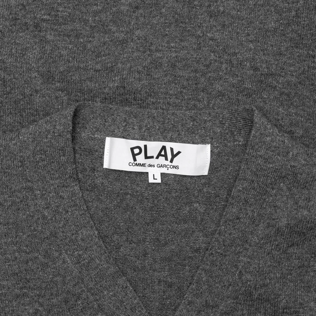 Comme Des Garçons Play Small Heart Cardigan - Grey 5 Comme Des Garçons Play Small Heart Cardigan - Grey - Image 3