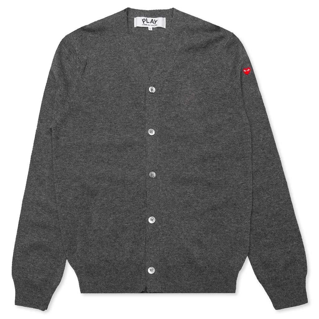 Comme Des Garçons Play Small Heart Cardigan - Grey 3 Comme Des Garçons Play Small Heart Cardigan - Grey