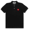 Comme Des Garçons Play Women's Red Emblem Polo Tee - Black 1 Comme Des Garçons Play Women's Red Emblem Polo Tee - Black -Feature Clothing comme des garcons play womens red emblem polo tee black