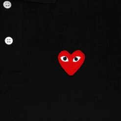 Comme Des Garçons Play Women's Red Emblem Polo Tee - Black -Feature Clothing comme des garcons play womens red emblem polo tee black 3