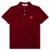 Comme Des Garçons Play Women's Red Heart Polo Shirt - Burgundy -Feature Clothing comme des garcons play womens red heart polo shirt burgundy