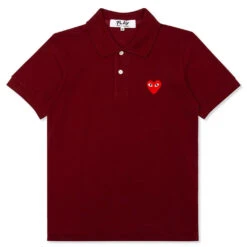 Comme Des Garçons Play Women's Red Heart Polo Shirt - Burgundy