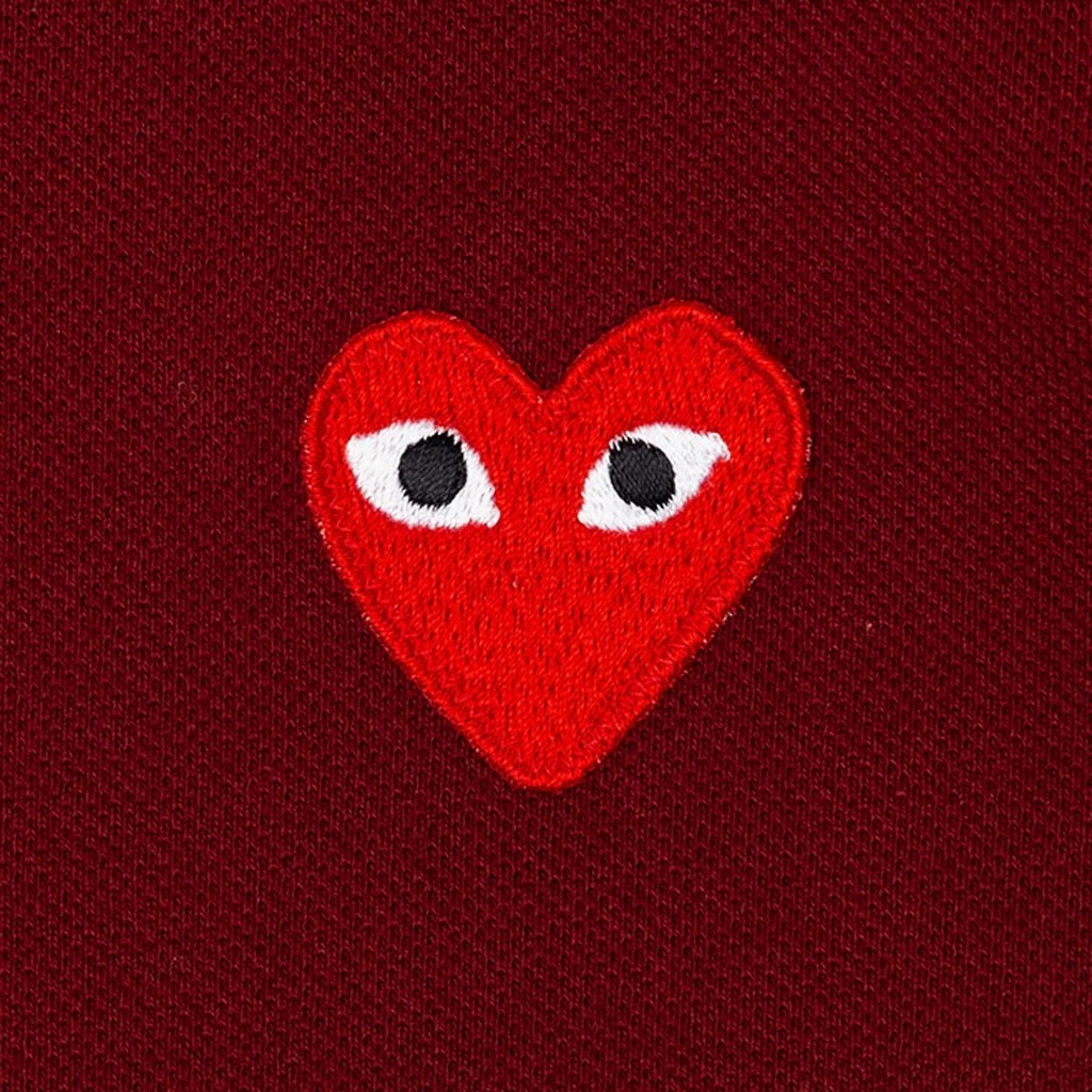 Comme Des Garçons Play Women's Red Heart Polo Shirt - Burgundy 6 Comme Des Garçons Play Women's Red Heart Polo Shirt - Burgundy - Image 4